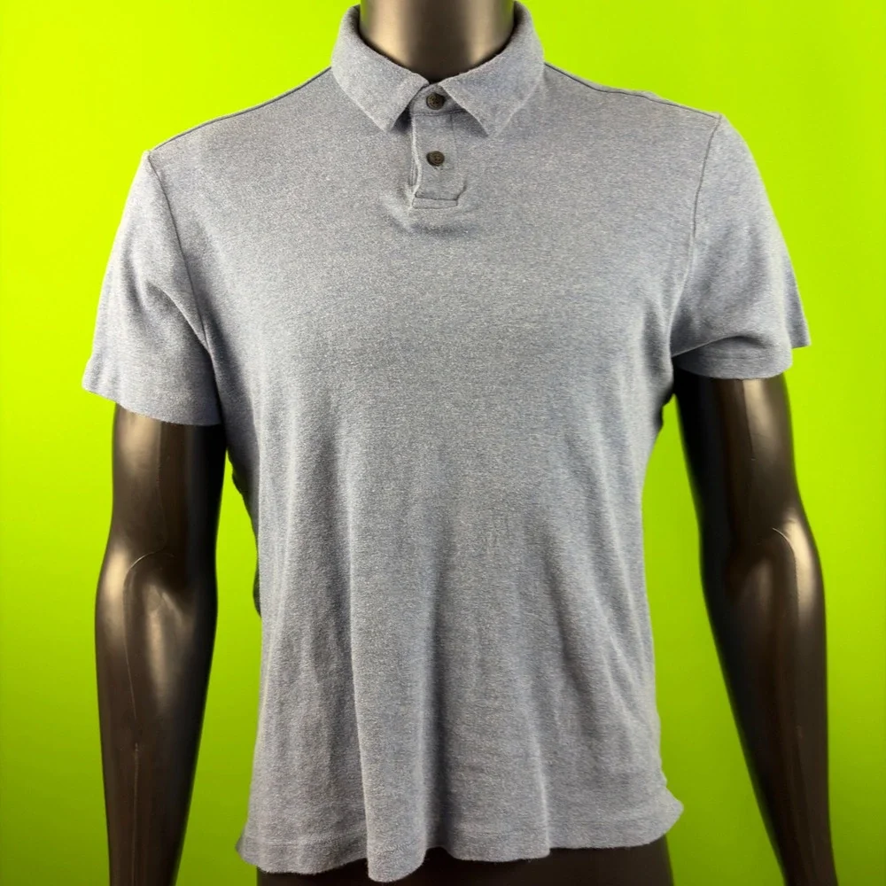 Banana Republic Luxe Performance Polo Mens L Heather Blue Cotton Golf Shirt